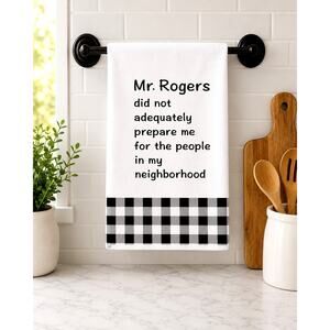 Hand Towels, 1pc, Mr Rogers Funny Kitchen Dish Towel, 18" x 28"